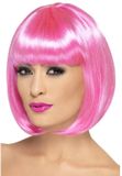 Smiffys Verkleed pruik - roze - Boblijn - met pony - dames - kapsel - Carnaval damespruik