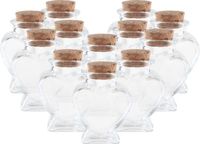 Merkloos Glazen hartjes flesjes / potjes met kurkdop - 20x - 4x6 cm - kleine flesjes - bruiloft
