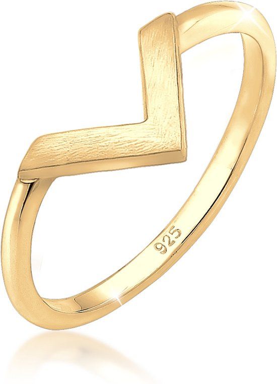 Elli Elli Ring Geo V-vorm Basic Mat Trend 925 Zilver verguld - 4050878564452