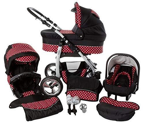 SaintBaby Kinderwagen 3in1 2in1 Set Isofix Buggy Autostoeltje D-Deluxe by black & red & dots 3in1 met autostoeltje