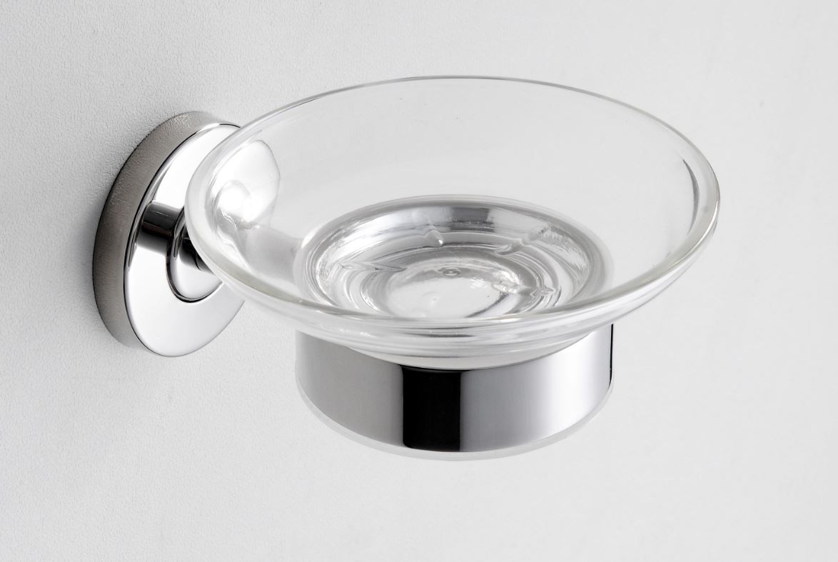 Wiesbaden zeepschaalhouder met glas RVS 24.3825