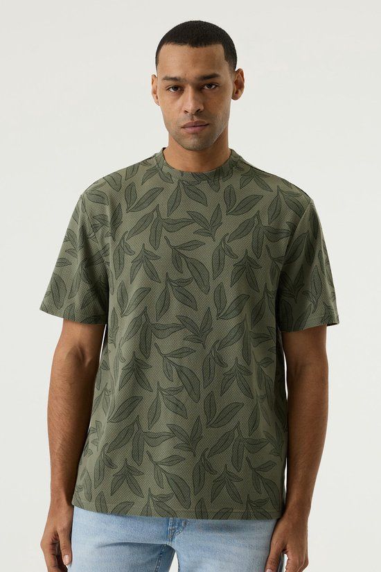 Garcia Heren Print T-shirt Groen Korte mouw