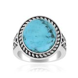 Cavill - 925 Sterling Zilver Ring - Blauwe Kingman Mohave Turkoois 8,037 ct - Ovale Cabochon - Handgemaakte Statement Ring Blauw