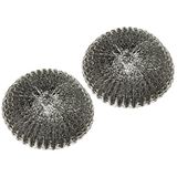 Fackelmann Reserveschuurborstel TECNO, handwasborstel van roestvrij staal, schuurspiraal voor afspoelen (kleur: zilver), aantal: 2 stuks