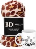 Bellatio Design Cadeau zus set - Fleece plaid/deken panter print met Zus jij bent de liefste mok