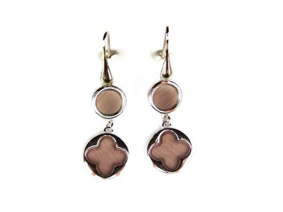 Zilveren oorringen Model Blossom met roze steen