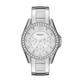 Fossil Riley dameshorloge, chronograaf, zilverkleurig