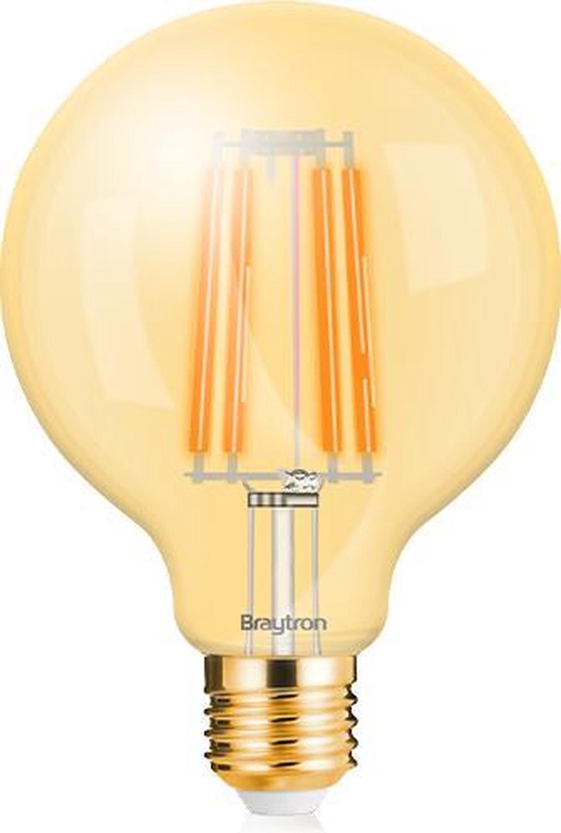 BRAYTRON BRAYTRON-LED LAMP-WARM WHITE-DIMBAAR-ADVANCE-6W-E27-G95-2200K-ENERGY BESPAREND-SFEERLAMP-GLAS