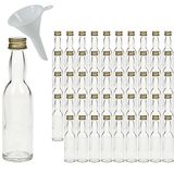 Mikken 50 glazen mini-flessen 40 ml om te vullen, geschenkflessen met schroefdop, incl. trechter