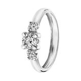 Lucardi Dames Ring met 3 zirkonia stenen - Ring - Cadeau - 14 Karaat Goud - Witgoud