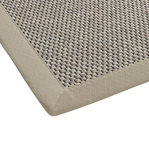 BODENMEISTER Vloermeester BM939Fb04 tapijt sisal-look vlak geweven modern met boordloper keukentapijt, polypropyleen, antraciet grijs / donkergrijs, 60 x 110 cm modern 67x133 naturel