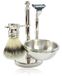 Golddachs Kit de rasage chromé avec porte-savon, blaireau en poils synthétiques & rasoir MACH3 (4 pièces)