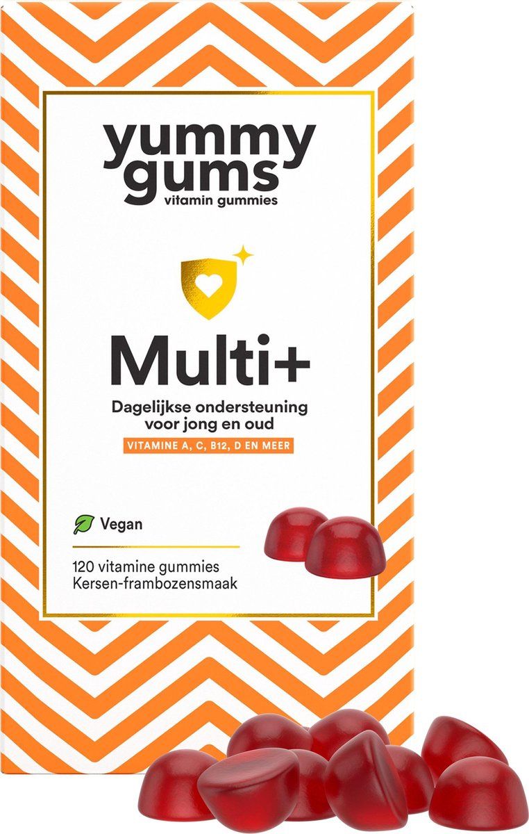 Yummygums Multi Plus - multivitamine - met vitamine b12, D3 en C - 100% vegan - ook voor kinderen