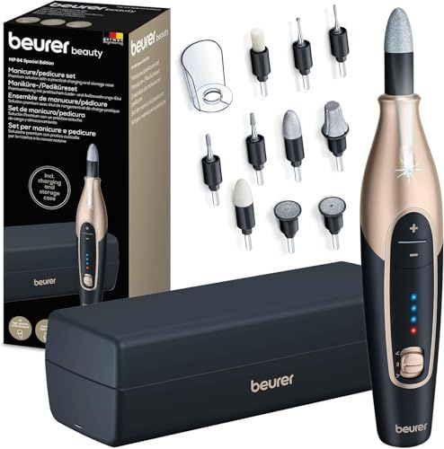 Beurer MP 84 Elektrische Nagelvijl - Premium - 10 Opzetstukken - Draadloos - Zwart/Goud