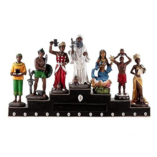 DRW Altar Afrikaanse machten Orishas Obatala, Yemaya, Oxum, Eleggua, Chango, Ogun, Orule 39x23 cm h - 8434360231941