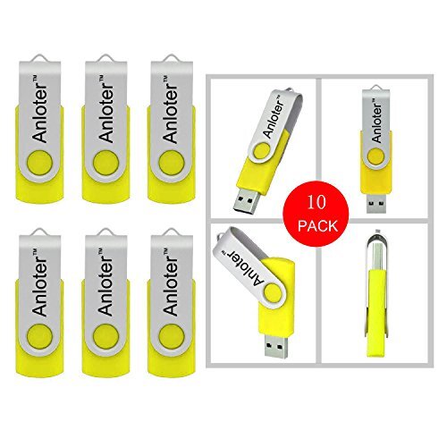 Anloter Anloter™ 10 Pack Mooie Swivel Ontwerp Nieuwe USB Flash Drive Memory Stick Vouw Opslag Duim Stick Pen (32GB, Geel)