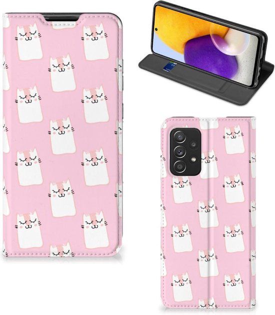 B2Ctelecom Bookcase Valentijn Cadeaus for Samsung Galaxy A72 (5G/4G) - Sleeping Cats