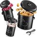 Unyqoos Boîte de rangement pour pommes de terre [Set de 3] Métal Noir