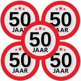 Bellatio Decorations 50 jaar leeftijd sticker - 10x - rond - Dia 9 cm