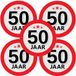 Bellatio Decorations 50 jaar leeftijd sticker - 10x - rond - Dia 9 cm