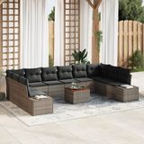 vidaXL Tuinbank - Set - 11 - st - Grijs - poly - rattan