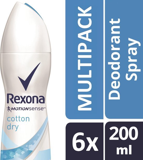 Rexona Ultra Dry Cotton Women - 200 ml - Deodorant Spray - 6 stuks - Voordeelverpakking