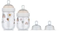 Mepal Mio Starterset babyflessen 3-delig - Anti-koliek - Spiraalontwerp voorkomt verstopping - Siliconen van medische kwaliteit - Sunshine & Rainbow