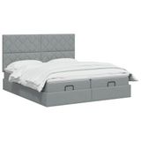 vidaXL Ottoman Bed with Mattress and Headboard, 2-Piece, Light Grey Fabric