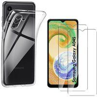 Phonillico® Hoesje voor Samsung Galaxy A04S en 2 geharde glazen Screen Protection Film