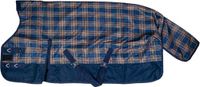 HKM Columbus Karo 1200D met fleece Highnekdeken Marineblauw/Bruin Geruit 165