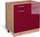 Vicco R-Line meuble bas de cuisine – 80 cm sans plan de travail Rouge brillant