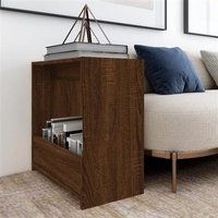 vidaXL Bijzettafel 50x26x50 cm bewerkt hout bruin eikenkleur
