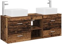 vidaXL Badkamerkastenset 3 st Oud hout 129 x 41 x 80 cm Bewerkt hout