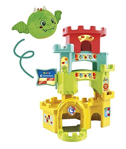 Clementoni - 80514 - Soft Little Dragon in the Ball Drop Castle - Baby Speelgoed 10 Maanden (Italiaans, Engels, Frans, Duits, Spaans, Nederlands en Pools), Made In Italy