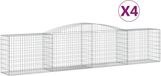 vidaXL Gabions - 4 pieces - arched - 400x50x80/100 cm - galvanized iron