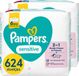 Pampers Lingettes sensibles - Sans parfum - 12 x 52 lingettes