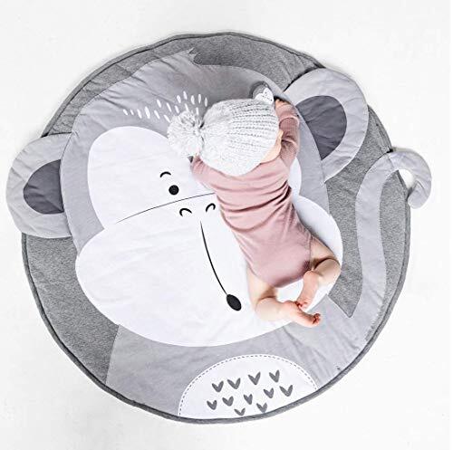 Goodbox Kruipmat baby kindertapijt baby rond kinderen speeltapijt Crawl jongen kinderkamer speelmat kinderkamer tapijt 90 x 90 cm (Monkey)