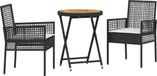 Syfax Tuin Bistro Set 3 st Zwart poly rattan