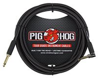 Pig Hog PC-H10BKR 1/4 "Rechte hoek naar 1/4" Zwart Geweven Gitaar Instrument Kabel, 10 Voet