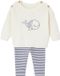 Vertbaudet Babypakje voor jongens in tricot, blauw, gestreept, lange mouw, ronde hals, knopen, 2 stuks, maat 56