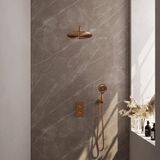 Brauer Copper Edition Thermostatische Regendoucheset Inbouw - Hoofddouche 30 cm - Gebogen Wandarm - 3 Weg - Handdouche 3 Standen - Doucheslang - Wandaansluitbocht