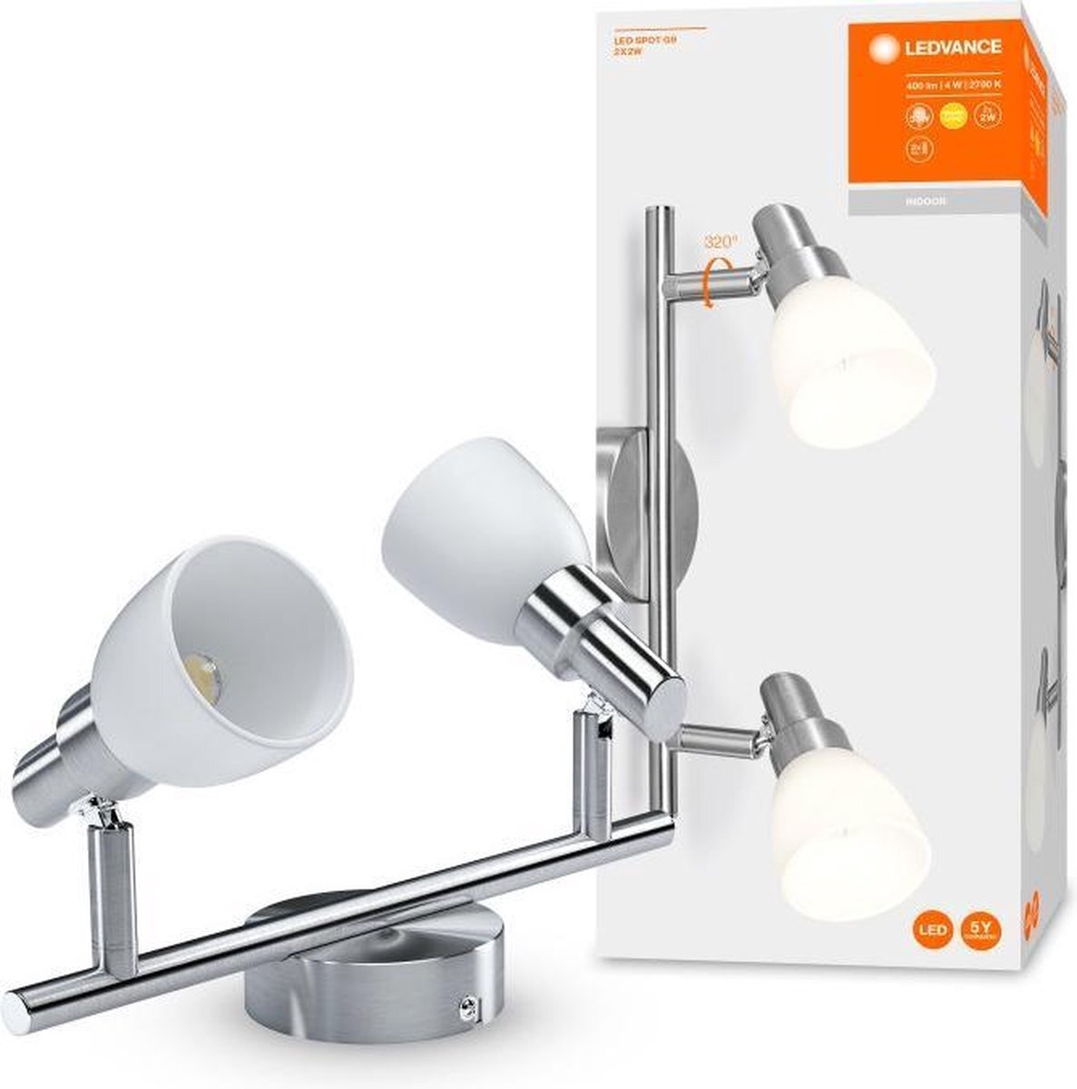 Ledvance Spotverlichting LED lamp: voor plafond/muur, G9, LED SPOT / 3,80 W, 220…240 V, stralingshoek: 120, Warm White, 2700 K, body materiaal: aluminum, IP20