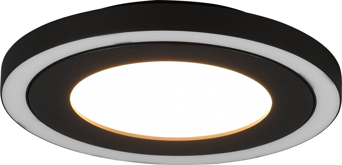 Reality - LED Plafondlamp - Plafondverlichting - 17W - Warm Wit 3000K - Rond - Zwart - Kunststof