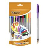 BIC Cristal Multicolour Balpennen Brede Punt (1.6 mm) - Verschillende Kleuren - Doypack van 20 Stuks