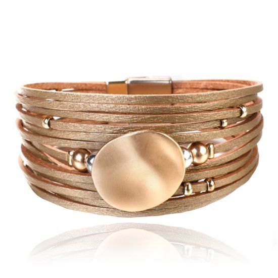 Deja Jewels Goudkleurige multilayer dames armband met kralen