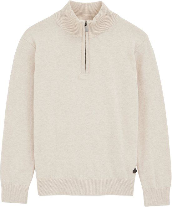 WE Fashion Jongens trui met rits - Beige - Maat 122/128