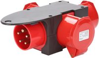 Site CEE 16A 400V - 3 x 16 A IP44 stroomverdeler met veiligheidsscharnierdeksels voor bouwplaatsen