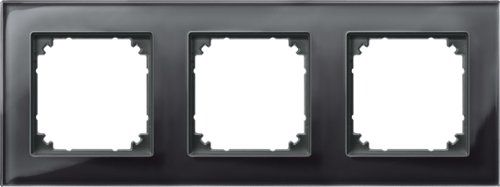 Merten M-PLAN Echt Glazen Frame - 3-voudig - Onyxzwart
