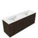 Saniclass Holz Pure Badkamermeubelset - 160x45x62cm - Vygo keramische wastafel wit - 2 wasbakken - 2 kraangaten - 4 lades - mat eiken charcoal