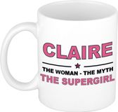 Bellatio Decorations naam cadeau mok - Claire - Woman Myth Supergirl - koffiemok - 300 ml - collega - moederdag
